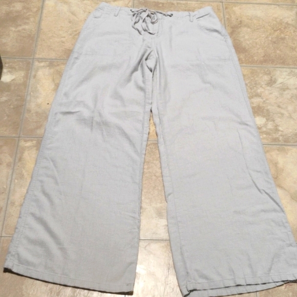 Just Living Light Gray8 Linen Wide Leg Drawstring Pants - Picture 12 of 16
